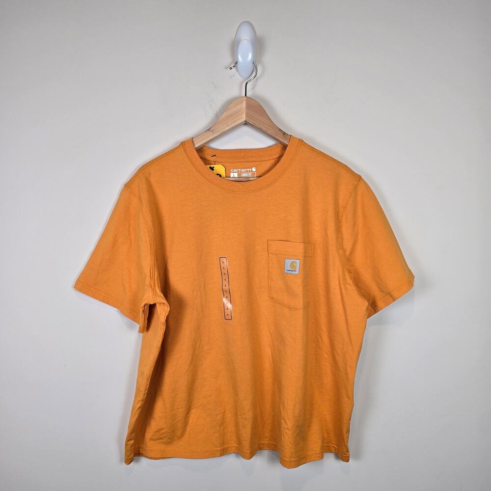 Carhartt Womens Size L/12-14 Tencel Fiber Loose Fit Short Sleeve T Shirt Pocket